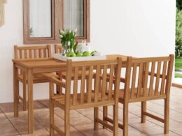 vidaXL 5 Piece Patio Dining Set Solid Teak Wood