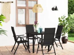 vidaXL 5 Piece Patio Dining Set Black