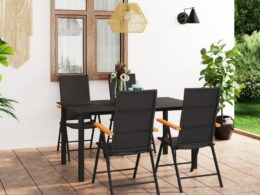vidaXL 5 Piece Patio Dining Set Black and Brown