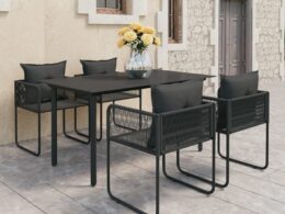 vidaXL 5 Piece Patio Dining Set PVC Rattan Black