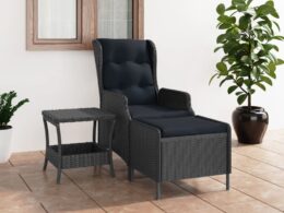 vidaXL 2 Piece Patio Lounge Set with Cushions Poly Rattan Dark Gray
