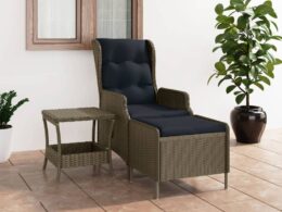 vidaXL 2 Piece Patio Lounge Set with Cushions Poly Rattan Brown