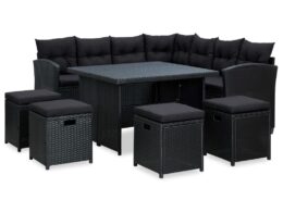 vidaXL 6 Piece Patio Lounge Set with Cushions Poly Rattan Black