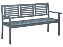 vidaXL 3-Seater Patio Bench 59.1" Gray Solid Eucalyptus Wood