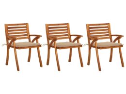 vidaXL Patio Dining Chairs with Cushions 3 pcs Solid Acacia Wood