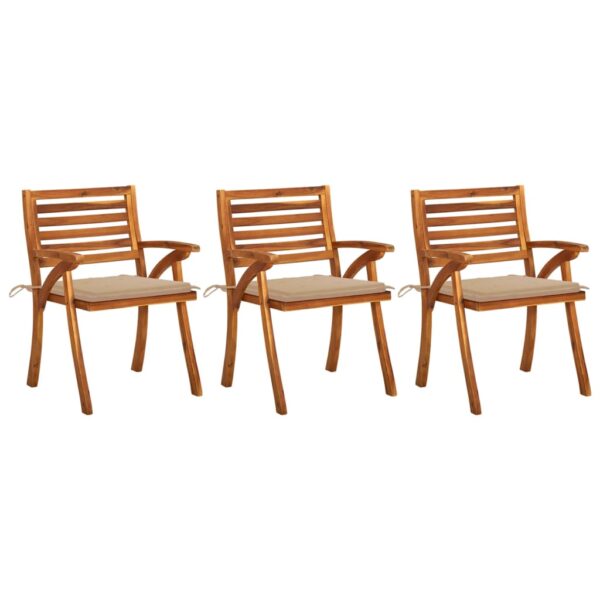 vidaXL Patio Dining Chairs with Cushions 3 pcs Solid Acacia Wood