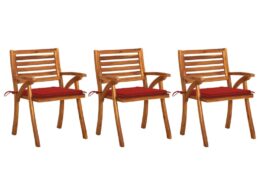 vidaXL Patio Dining Chairs with Cushions 3 pcs Solid Acacia Wood