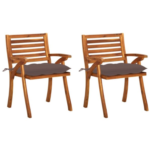 vidaXL Patio Dining Chairs with Cushions 2 pcs Solid Acacia Wood