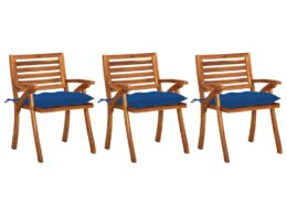 vidaXL Patio Dining Chairs with Cushions 3 pcs Solid Acacia Wood