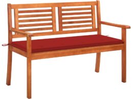 vidaXL 2-Seater Patio Bench with Cushion 47.2" Solid Eucalyptus Wood