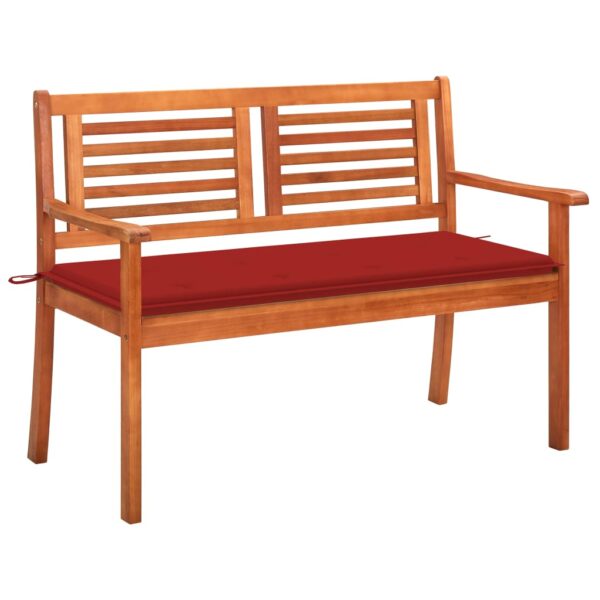 vidaXL 2-Seater Patio Bench with Cushion 47.2" Solid Eucalyptus Wood
