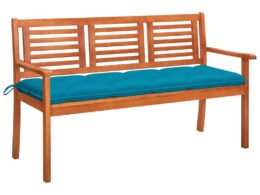vidaXL 3-Seater Patio Bench with Cushion 59.1" Solid Eucalyptus Wood