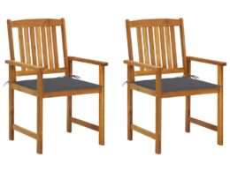 vidaXL Patio Chairs with Cushions 2 pcs Solid Acacia Wood