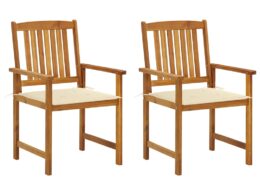 vidaXL Patio Chairs with Cushions 2 pcs Solid Acacia Wood