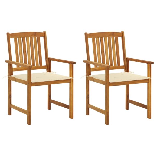 vidaXL Patio Chairs with Cushions 2 pcs Solid Acacia Wood