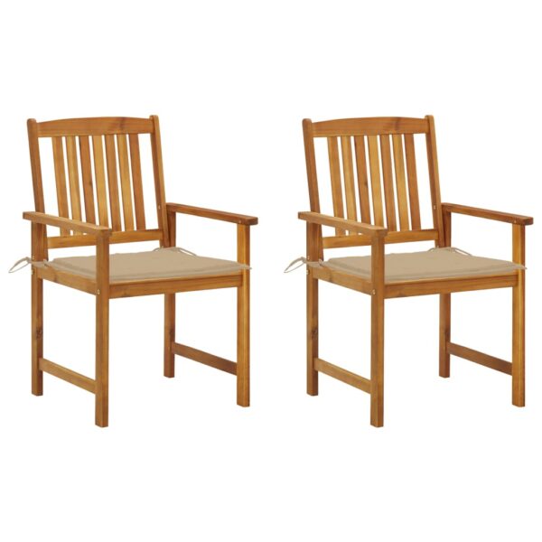 vidaXL Patio Chairs with Cushions 2 pcs Solid Acacia Wood