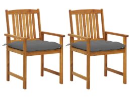 vidaXL Patio Chairs with Cushions 2 pcs Solid Acacia Wood