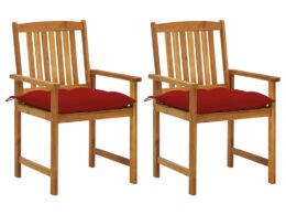 vidaXL Patio Chairs with Cushions 2 pcs Solid Acacia Wood