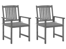 vidaXL Patio Chairs with Cushions 2 pcs Gray Solid Acacia Wood
