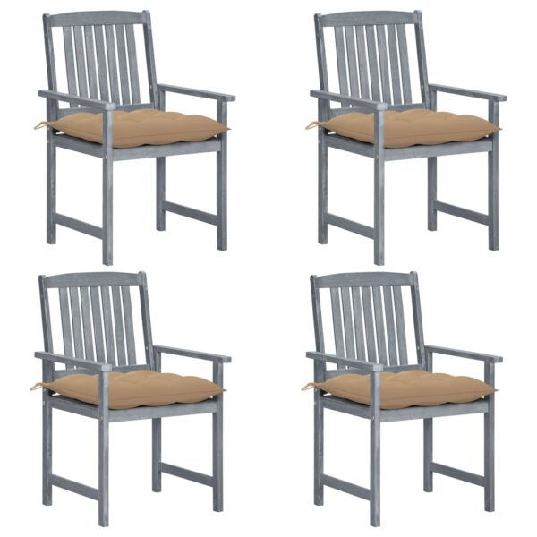 vidaXL Patio Chairs with Cushions 4 pcs Gray Solid Acacia Wood