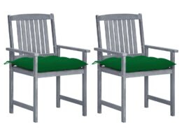 vidaXL Patio Chairs with Cushions 2 pcs Gray Solid Acacia Wood