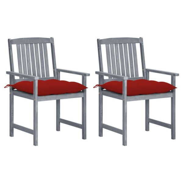 vidaXL Patio Chairs with Cushions 2 pcs Gray Solid Acacia Wood