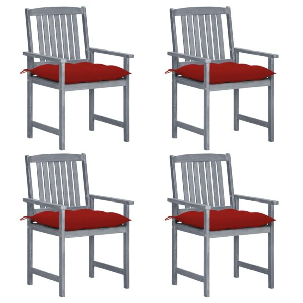 vidaXL Patio Chairs with Cushions 4 pcs Gray Solid Acacia Wood