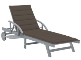 vidaXL Patio Sun Lounger with Cushion Solid Acacia Wood