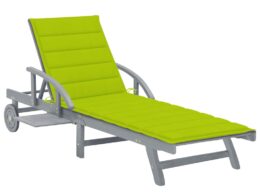 vidaXL Patio Sun Lounger with Cushion Solid Acacia Wood