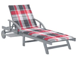 vidaXL Patio Sun Lounger with Cushion Solid Acacia Wood