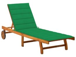 vidaXL Patio Sun Lounger with Cushion Solid Acacia Wood