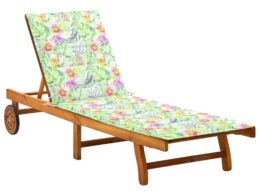 vidaXL Patio Sun Lounger with Cushion Solid Acacia Wood