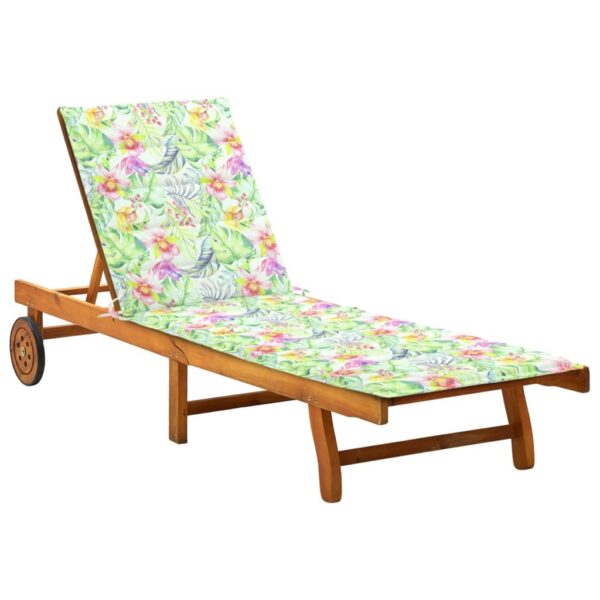vidaXL Patio Sun Lounger with Cushion Solid Acacia Wood