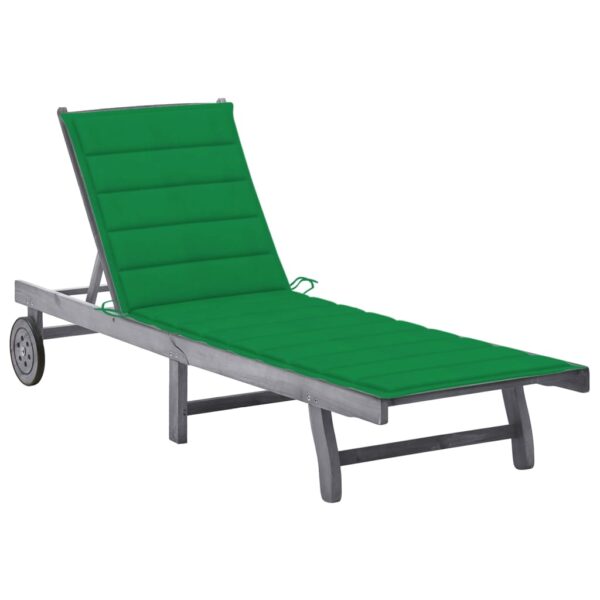 vidaXL Patio Sun Lounger with Cushion Gray Solid Acacia Wood