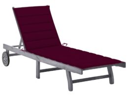 vidaXL Patio Sun Lounger with Cushion Gray Solid Wood Acacia