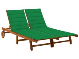 vidaXL 2-Person Patio Sun Lounger with Cushions Solid Acacia Wood