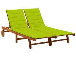 vidaXL 2-Person Patio Sun Lounger with Cushions Solid Acacia Wood
