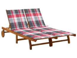 vidaXL 2-Person Patio Sun Lounger with Cushions Solid Acacia Wood