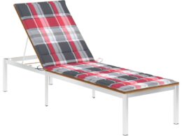 vidaXL Sun Lounger with Cushion Solid Acacia Wood and Stainless Steel
