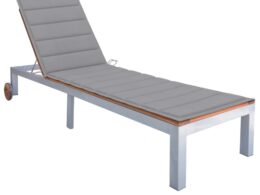 vidaXL Sun Lounger with Cushion Solid Acacia Wood and Galvanized Steel