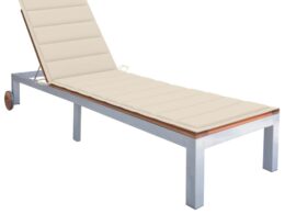 vidaXL Sun Lounger with Cushion Solid Acacia Wood and Galvanized Steel