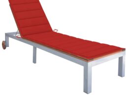 vidaXL Sun Lounger with Cushion Solid Acacia Wood and Galvanized Steel