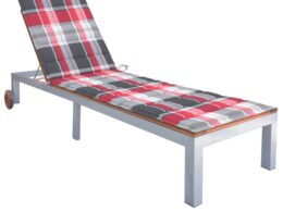 vidaXL Sun Lounger with Cushion Solid Acacia Wood and Galvanized Steel