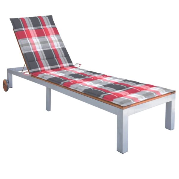vidaXL Sun Lounger with Cushion Solid Acacia Wood and Galvanized Steel