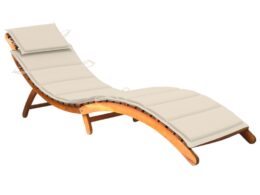 vidaXL Patio Sun Lounger with Cushion Solid Acacia Wood