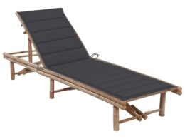 vidaXL Patio Sun Lounger with Cushion Bamboo