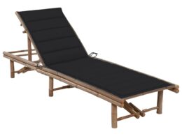 vidaXL Patio Sun Lounger with Cushion Bamboo