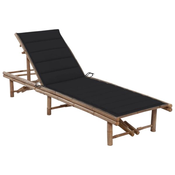 vidaXL Patio Sun Lounger with Cushion Bamboo