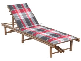 vidaXL Patio Sun Lounger with Cushion Bamboo