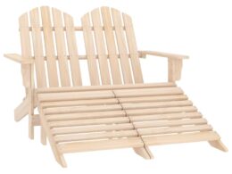 vidaXL 2-Seater Patio Adirondack Chair & Ottoman Fir Wood